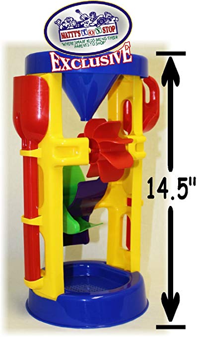 Matty's Toy Stop 14.5" Large Plastic Sand & Water Wheel with Shovel & Rake