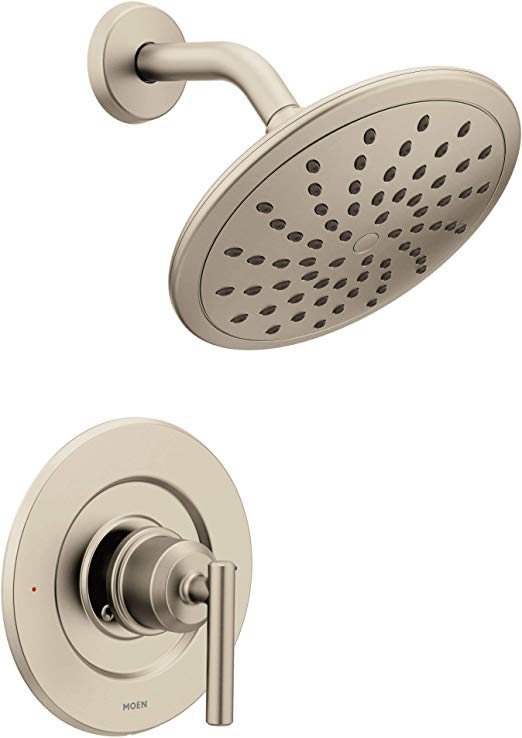 Moen T3002EPBN Gibson Posi-Temp Pressure Balancing Modern Shower Only Trim with 8-Inch Rainshower, Valve Required, Brushed Nickel