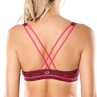 CRZ YOGA Womens Strappy Back Wirefree Padded Workout Yoga Sports Bra