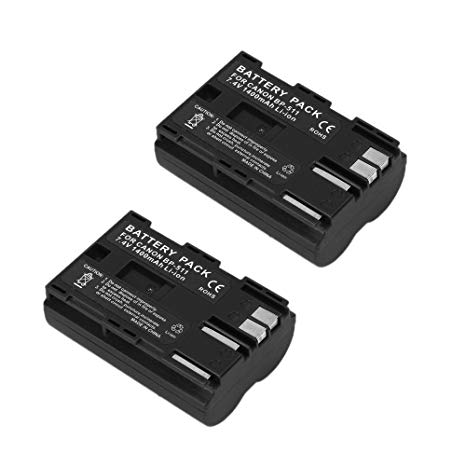 2 Pack Masione 7.4V 1400mAh Canon BP-511 Replacement Battery for Canon BP-508 BP-511 BP-511A BP-512, Canon KISS DIGITAL EOS-10D EOS-20D EOS-300D EOS-D30