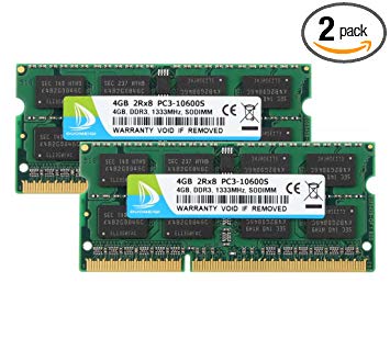 DUOMEIQI 8GB Kit (2X4GB) PC3-10600 DDR3 1333MHz SODIMM RAM Upgrade for AMD Intel Laptop, MacBook Pro 13/15/17 inch Early/Late 2011,iMac 21.5-inch Mid/Late 2011,27-inch Mid 2011,Mac Mini 5,1 & 5,2 Mid