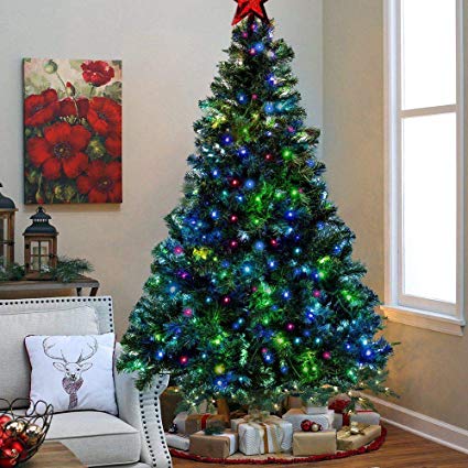 EFORINK 6Ft Pre-Lit Artificial Christmas Tree 250 LEDs Multicolor Lights & Metal Stand w/Star