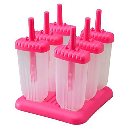 Popsicle Molds - Popsicle Maker BPA-Free Ice Pop Molds Set of 6 from Kitchenne (Hot Pink)
