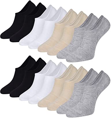 Bamboo No Show Trainer Socks for Womens and Men - 8 Pairs Non Slip Low Cut Ankle Socks Sneaker Invisible Footies Loafers Casual Boat Shoes