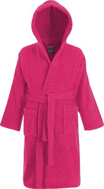 Kids 100% Cotton Bathrobe Hooded Terry Towelling Shawl Collar Bath Robe Bath Robe Dressing Gown 5 Colours Age 2-13