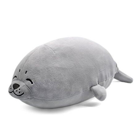 Sunyou Stuffed Seal Plush Pillow Toy Grey 16.5 inch/45cm (Small)