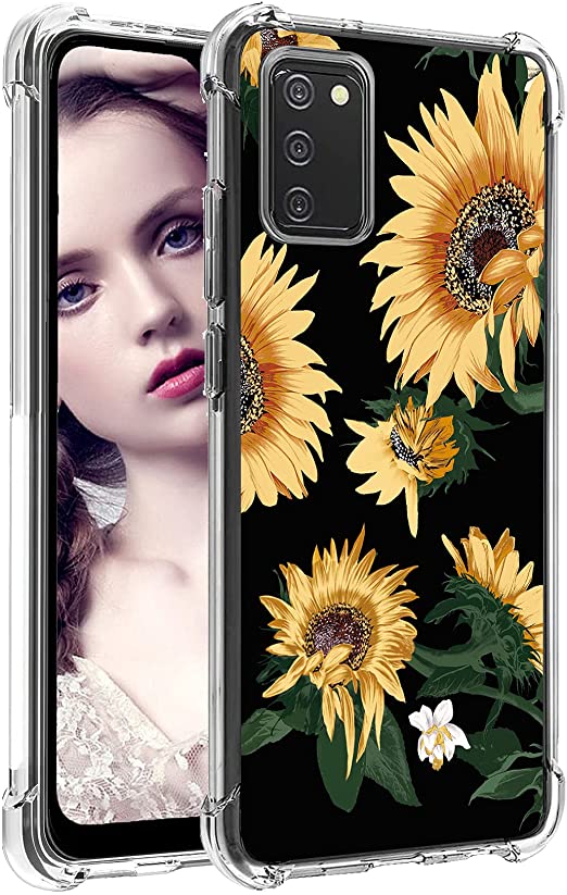 Ruisyi for Galaxy A02S Case(US Version), Airbag Protection, Shock Absorption and Drop Resistance, Flexible Rubber TPU Printed Case for Samsung Galaxy A02S (Sunflower)