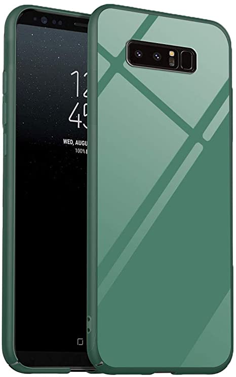 Luhuanx Samsung Galaxy Note 8 Case, Note 8 Glass Case,Tempered Glass Back Cover   TPU Frame Hybrid Shell Slim Case Note 8,Galaxy Note 8 Case, Anti-Scratch Anti-Drop-Green