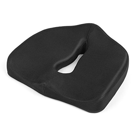 Amzdeal Memory Foam Seat Cushion Office Chair Pad for Back Pain and Sciatica Relief(Black)