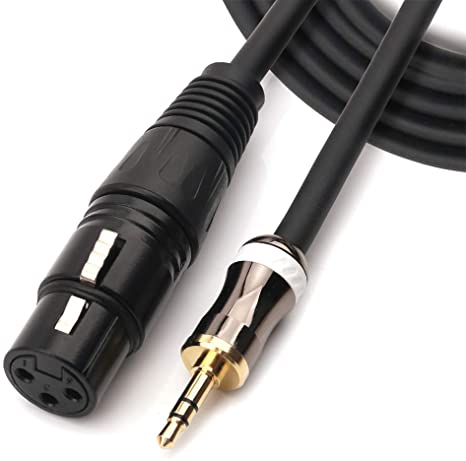 MOBOREST 3.5mm 1/8" Inch TRS Stereo To XLR Female Microphone Cable, for professional recording studios, live performances, schools, churche, public speaking, parties and any other audio setup(1.5M-5FT