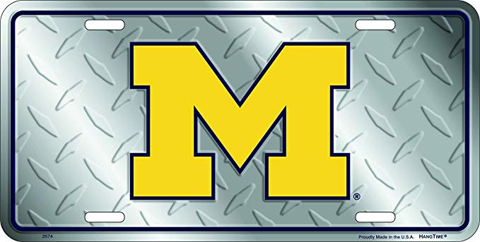 University of Michigan Wolverines Diamond Cut Tin License Plate