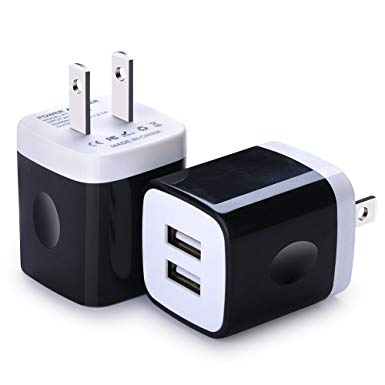 Charging Block Brick, FiveBox 2-Pack Dual Port 2.1A USB Wall Charger Base Charging Cube Plug Power Adapter Phone Charger Box Compatible iPhone X/8/7/6/6s Plus, iPad, Samsung Galaxy S10 S9, Android, LG