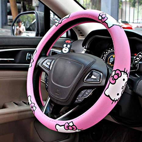 Carmen Hello Kitty Steering Wheel Cover Women Girls Best Gift - Microfiber Leather Durable Anti-Slip Wheel Cushion Protector Universal 15 Inch
