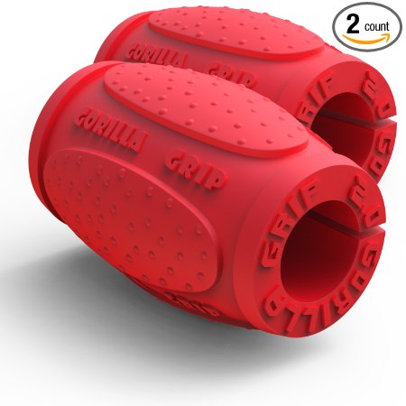 Gorilla Grip 2.0 Weightlifting Thick Grips - Fitness Accessory for Barbells, Dumbbells & Kettlebells - Rapidly Strengthen Forearms, Biceps, Chest & Triceps – CrossFit, Bodybuilding and Strongman