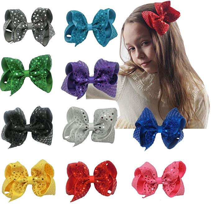 CN Bow For Girl Baby Girls Hair Bow Big Large Sequin Boutique Bows Teens Girls