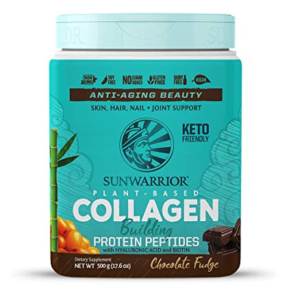 Sunwarrior Plant-Based Collagen Building Protein Peptides with Hyaluronic Acid & Biotin (Chocolate)(Vegan)