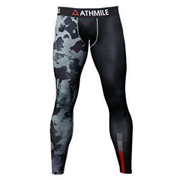 Athmile Men's Sports Compression Cool Dry Pants Workout Tights Running Base layer Leggings for Hiking,Marathon,Basketball,Exercise and Fitness