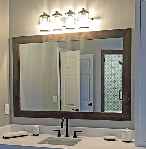 Shiplap Rustic Wood Framed Mirror, 20 Stain Colors, Special Walnut - Reclaimed Styled Wood, Large Vanity Mirror, Bathroom Mirror, Master Bathroom Mirror, Full Length Mirror, Big Mirror, Hanging Mirror