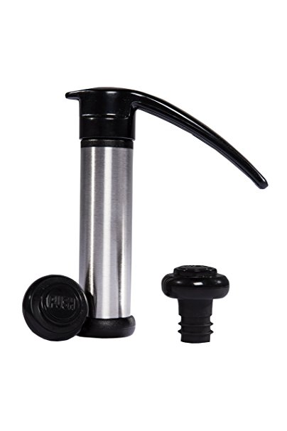 LovIT Scientific Stainless Steel Vacuum Wine Saver Pump - Wine Preserver Allows You to Maintain Freshness By Removing Air - Includes 2 Bottle Stoppers