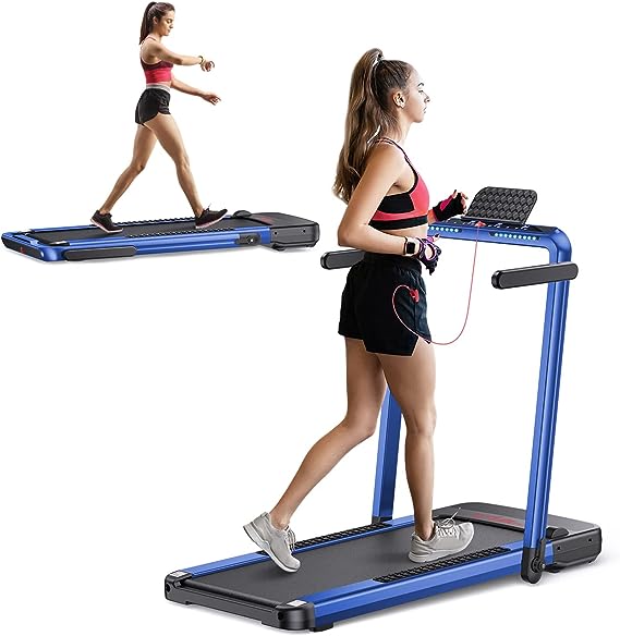 FLYLINKTECH JF-H-40DC 2 in 1 Folding Treadmill, 2.25HP Electric Under Desk Treadmill with App & Remote Control, Led Display, Installation-Free Running Walking Treadmill for Home Office