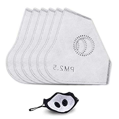 6 PCS PM2.5 Activated Carbon Filter Mouth Masks 5 Layer Protective Filter Mask Filter Replacement (White)