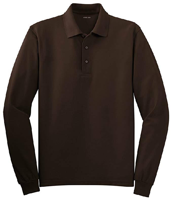 Joe's USA Mens Long Sleeve Polo Shirts in 10 Colors. Regular and Tall Sizes: XS-6XL