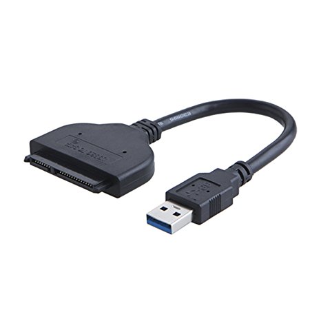 CableCreation High Speed USB 3.0 to Sata 22pin Data Power Cable Adapter for 2.5" Inch HDD Hard Disk Driver Cable, 0.15M/0.5ft, Black