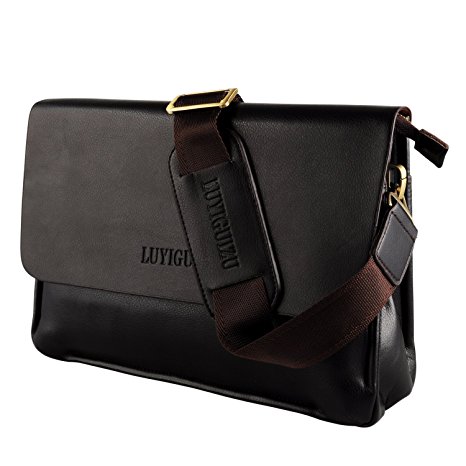 OFTEN® Men's Genuine Leather Handbag Shoulder Briefcase Laptop iPad Bag Purse Business Bag