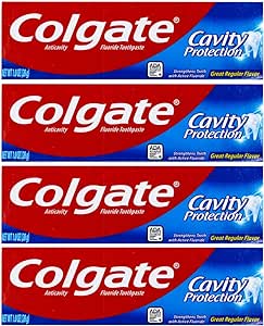 Colgate Cavity Protection Toothpaste, Creat Regular Flavor, Travel Size 1 oz (28g) - Pack of 4