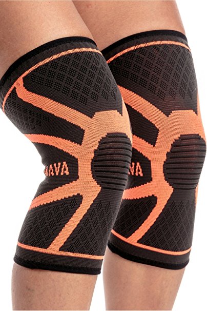 Mava Sports Knee Compression Sleeve Support (Pair) for Joint Pain & Arthritis Relief, Injury Recovery, Improved Circulation - Breathable