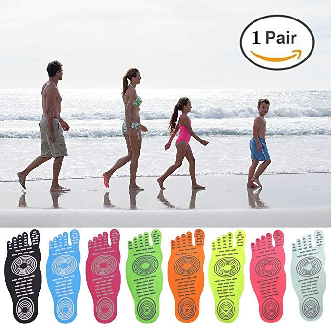 Men Women and Kids Sticker Adhesive Foot Pads Stick On Soles Flexible Feet Protection ,Socks For Exercise Beach Pool Feet , Non Slip Yoga Socks