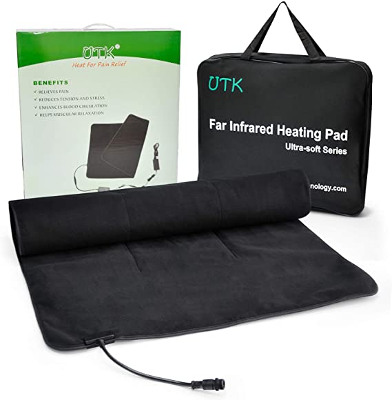 UTK Far Infrared Heating Pad for Pain Relief Therapy, Emf Free Heating Pad, Gentle Warm Healing for Back Pain, Smart Controller with Memory Function, 3XL [71"x32"]