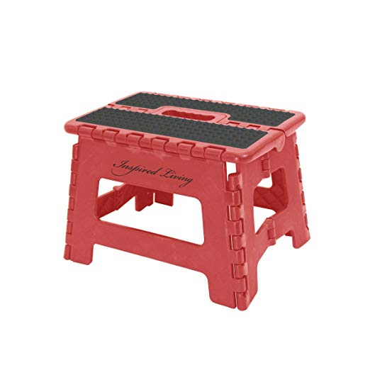 Inspired Living Step Heavy Duty folding-stools, 9" High, RED