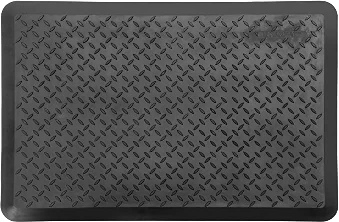 MaxMat Original Anti-Fatigue Diamond Plate Utility Standing Comfort Tool Mats,Perfect for Home Kitchens and Office, Ergonomically Engineered, Material, Non-Toxic, Waterproof, 0.7" Thickness, 24" L X 36" W, Black