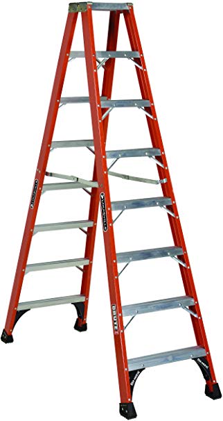 Louisville Ladder FM1408HD Fiberglass Twin Front Ladder, 8-Feet, 375-Pound Duty Rating