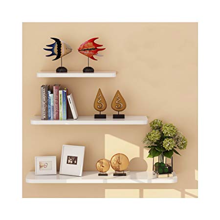 WUDENHOM White Shelf for Wall, Set of 3 Wall Mount Wood Floating Decorative Long Shelves for Home Decoration(12,16,20Inch Long)