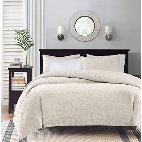 Madison Park MP13-480 Quebec Coverlet Mini Set Twin XL Ivory, Twin/Twin, Cream