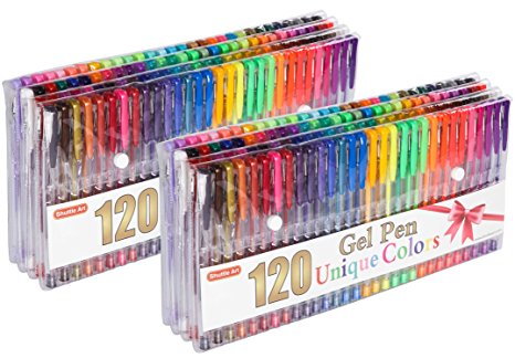 Shuttle Art 240 Pcs Gel Pens,Gel Pen Set with case for Adult Coloring Books