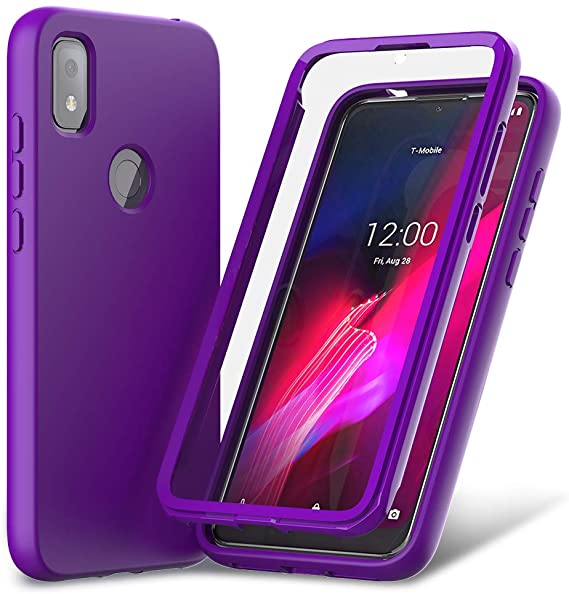 Nuomaofly for T-Mobile Revvl 4 / TCL Revvl 4 Case with Built-in Screen Protector Designed, Full-Body Heavy Drop Protection Shock Absorption Cover for T-Mobile Revvl 4 - Purple