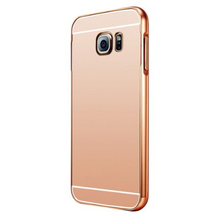 Metal Bumper   PC Back Cover for Samsung Galaxy S6 Edge Plus G9280 - Yihya Luxury Aluminum Ultra-thin Mirror Design Metal Frame Bumper Protective Hard Back Case Cover--Rose Gold