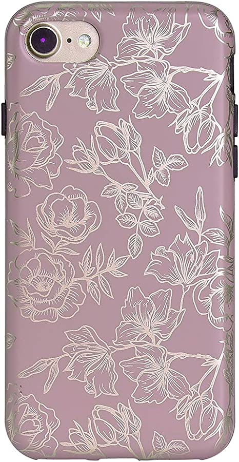 Velvet Caviar Compatible with iPhone SE 2020 Case, iPhone 8 Case, iPhone 7 Case Floral for Women & Girls - Cute Protective Phone Cover (Purple Rose Gold Flowers)