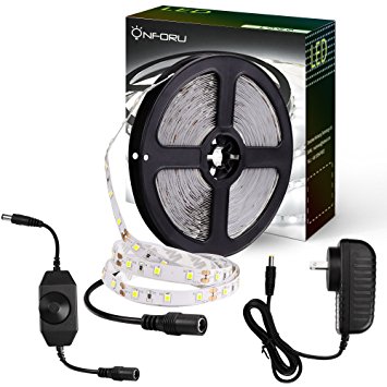 Onforu 33ft Dimmable LED Strip Lights Kit, 600 Units SMD 2835 LEDs, 12V Under Cabinet Lighting Strips, 10M LED Ribbon, Non-waterproof Tape, 5000K Daylight White