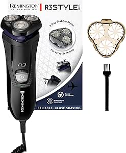 Remington Rasoir Électrique [Rasage à Sec] R3 (Utilisation sur Secteur, Têtes Rotatives 360°, Tondeuse Précision Rétractable Comforttrim   Guide Coupe de Barbe de 3 Jours, Ergonomique) Tondeuse R3002