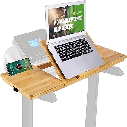 Nnewvante Treadmill Desk Attachment,Treadmill Laptop Holder for Tablets Laptops,Bamboo Laptop Stand for Treadmill Workstation