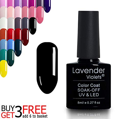 Lavender Violets 8ml UV LED Soak Off Gel Nail Polish Varnish Professional Salon DIY Colour Coat - Jet Black