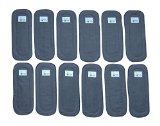 Naturally Natures Cloth Diaper Inserts 5 Layer Charcoal Bamboo Reusable Liners for Cloth Diapers Pack of 12 Grey