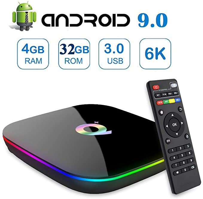 Android 9.0 TV Box,Gimibox Q Plus Android Boxes with 4GB RAM 32GB ROM Quad-core H6 Support 6K Full HD Wi-Fi 2.4Ghz USB 3.0 H.265 Decoding Smart TV Box