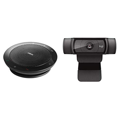 Jabra Speak 510 Wireless Bluetooth Speaker for Softphone and Mobile Phone (U.S. Retail Packaging) & Logitech HD Pro Webcam C920, Widescreen Video Calling and Recording, Desktop or Laptop Webcam