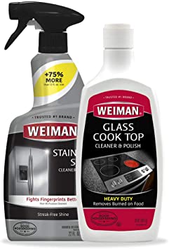 Weiman Stainless Steel Cleaner & Cooktop Heavy Duty Polish - Powerful Appliance Kitchen Cleaning Kit