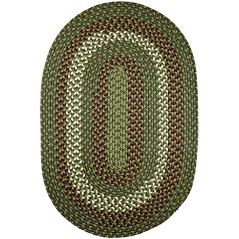 Super Area Rugs Homespun Braided Rug Indoor Outdoor Rug Textured Durable Green Patio Deck Carpet, 4' X 6' Oval